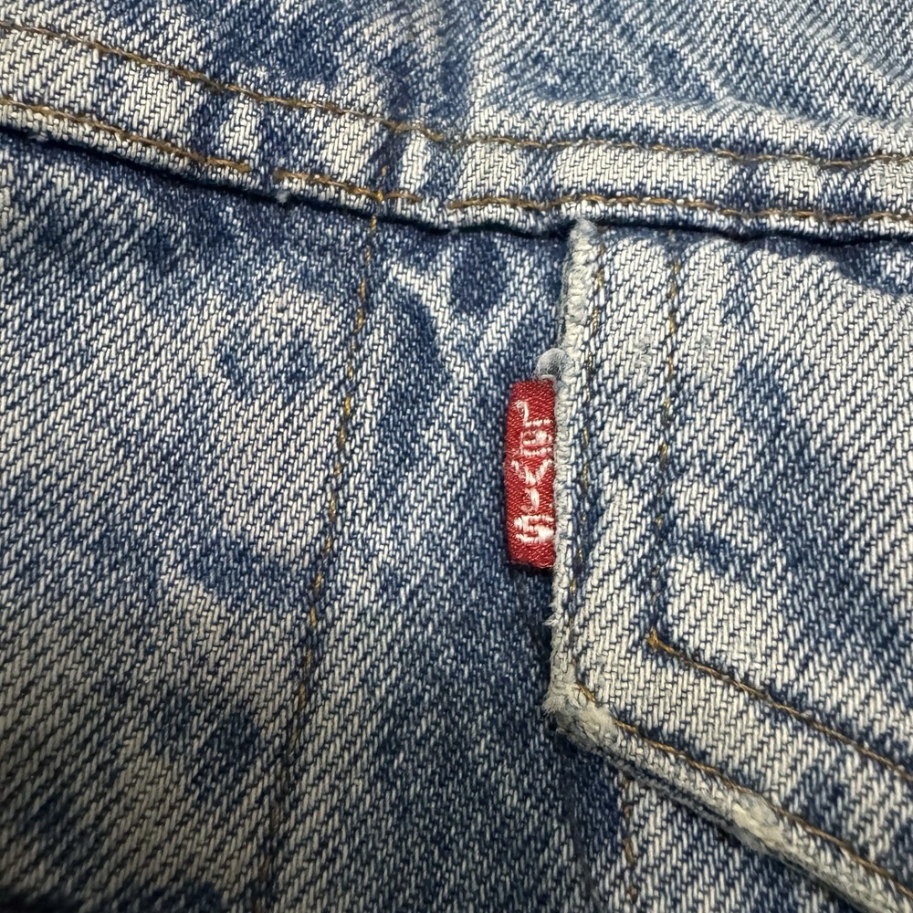 Vintage Levis 70411 Denim Jacket Mens 40 R Blue Flannel Lined Distressed 80s USA - Picture 4 of 11